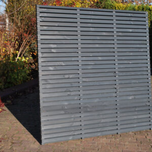 1800x1800mm Grey Painted Contemporary Double Slatted Fence Panel